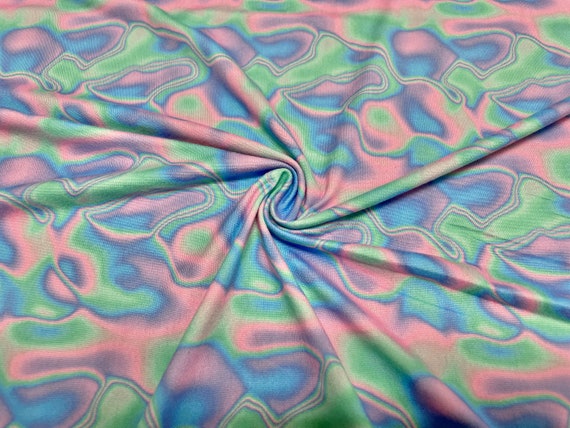 Neon Marble DBP Print #459 Double Brushed Polyester Spandex Apparel Stretch Fabric 190 GSM 58"-60" Wide By The Yard