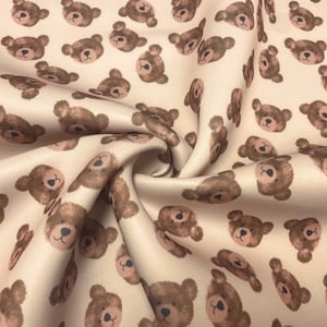 Brittany Frost Designs Teddy Bear Super Scuba Techno Print #181 Double Knit Stretch Fabric Poly Spandex Fabric 58"-60" Wide By The Yard