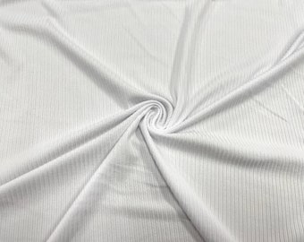 Wit DBP 4X2 Rib Gebreid #10 Dubbel Geborsteld Polyester Spandex Stretch 190GSM Kledingstof 58"-60" Breed op maat gesneden