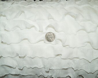 White 1" Ruffle Knit Polyester Spandex Lycra Stretch Apparel Craft Fabric Skirt Dress 52"-54" Wide By The Yard