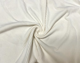 Ivory DBP 4X2 Rib Knit #42 Double Brushed Polyester Spandex Stretch 190GSM Apparel Fabric 58"-60" Wide By The Yard