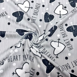 8x3 Rib Brittany Frost Designs Heartbreaker DBP Knit Print #469 Brushed Poly Spandex Stretch 190GSM Apparel Fabric 58&quot;-60&quot; Wide By The Yard
