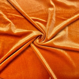 Kürbis Orange # 87 Stretch Samt Polyester Spandex 250 gsm Luxus Bekleidung Stoff 145 cm breit Schüttgut
