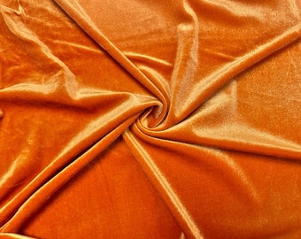 Pumpkin Orange #87 Stretch Velvet Polyester Spandex 250 GSM Luxury Apparel Fabric 55"-56" Wide By The Yard