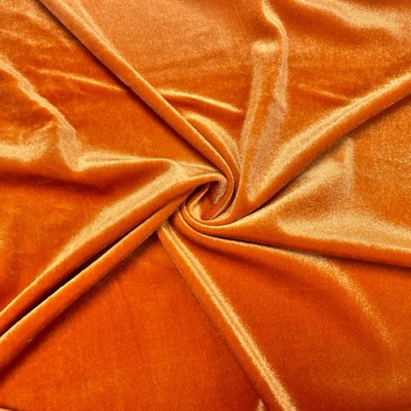 Pumpkin Orange #87 Stretch Velvet Polyester Spandex 250 GSM Luxury Apparel Fabric 55"-56" Wide By The Yard