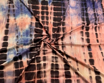 DBP Tie-Dye Print #569 Mauve Navy Double Brushed Polyester Spandex Apparel Stretch Fabric 190 GSM 58"-60" Wide By The Yard