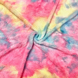 Purple Multi Color Dye Fuzzy Faux Fur Apparel Blanket Crafting Fabric Sold  by the Yard 60 