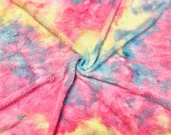 Multi-Color Tie-Dye Sherpa Faux Fur #44 100% Polyester Medium Pile Super Soft Stretch Fabric Very Soft 58"-60" Wide By The Yard