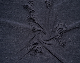Charcoal Distressed Denim Jersey Knit #3 Polyester Spandex Stretch Apparel Fabric 58"-60" Wide By The Yard
