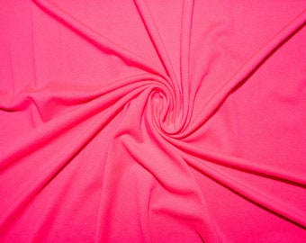 Neon Pink #76  Double Brushed Polyester Spandex Apparel Stretch Fabric 190 GSM 58"-60" Wide By The Yard