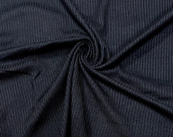 Zwart DBP 4X2 Ribgebreid #5 Dubbel geborsteld polyester spandex Stretch 190GSM Kledingstof 58"-60" Breed op maat gesneden