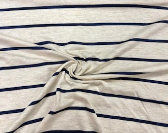 Streep gemêleerd grijs marineblauw jersey gebreide print #10 rayon spandex stretch zachte kledingstof 180 gsm 58"-60" breed op maat gesneden