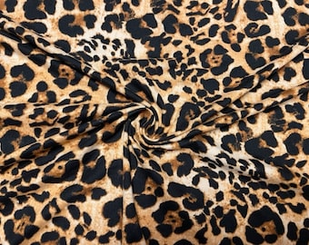 Leopard Spot Animal DBP Print #933 Double Brushed Polyester Spandex Apparel Stretch Fabric 190 GSM 58"-60" Wide By The Yard