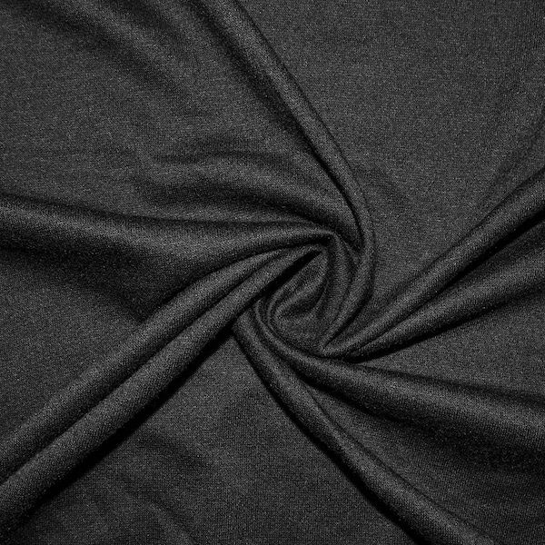 Black French Terry #83 Polyester Rayon Spandex 215 GSM Apparel Fabric Stretch Medium Weight Soft 58"-60" Wide By The Yard