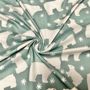 Brittany Frost Designs Polar Bear DBP Print #881 Double Brushed Polyester Spandex Apparel Stretch Fabric 190 GSM 58"-60" Wide By The Yard