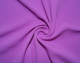 Neon Purple #169 Bullet Ribbed Scuba Techno Double Knit 2-Way Stretch Polyester Spandex Apparel Craft Fabric 58&quot;-60&quot; Wide By The Yard