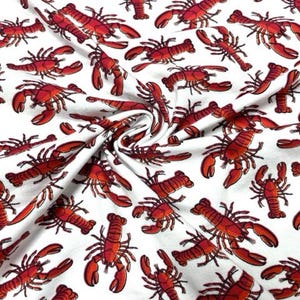 Crawfish Lobster Cotton Spandex Print #102 230GSM Jersey Knit Stretch Exercise Apparel Fabric Photography 58&quot;-60&quot; Wide By The Yard