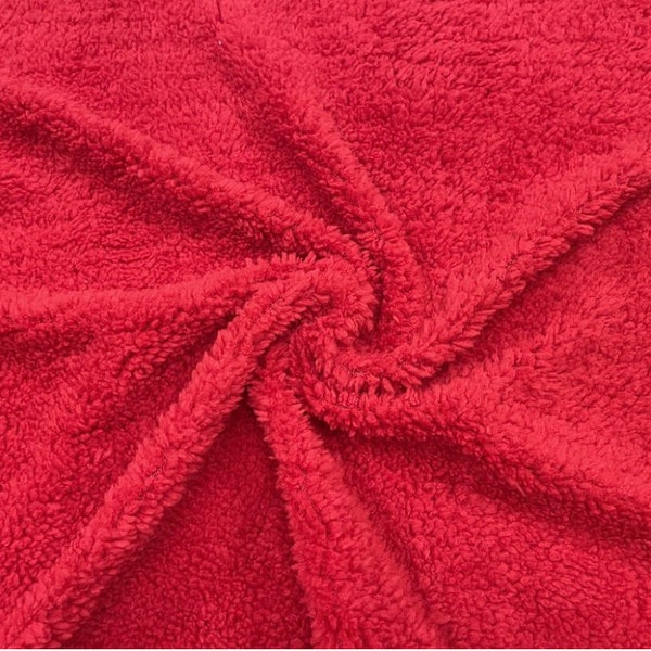 Red Sherpa Faux Fur #29 100% Polyester Medium Pile Super Soft Stretch Fabric Very Soft 58"-60" Wide By The Yard