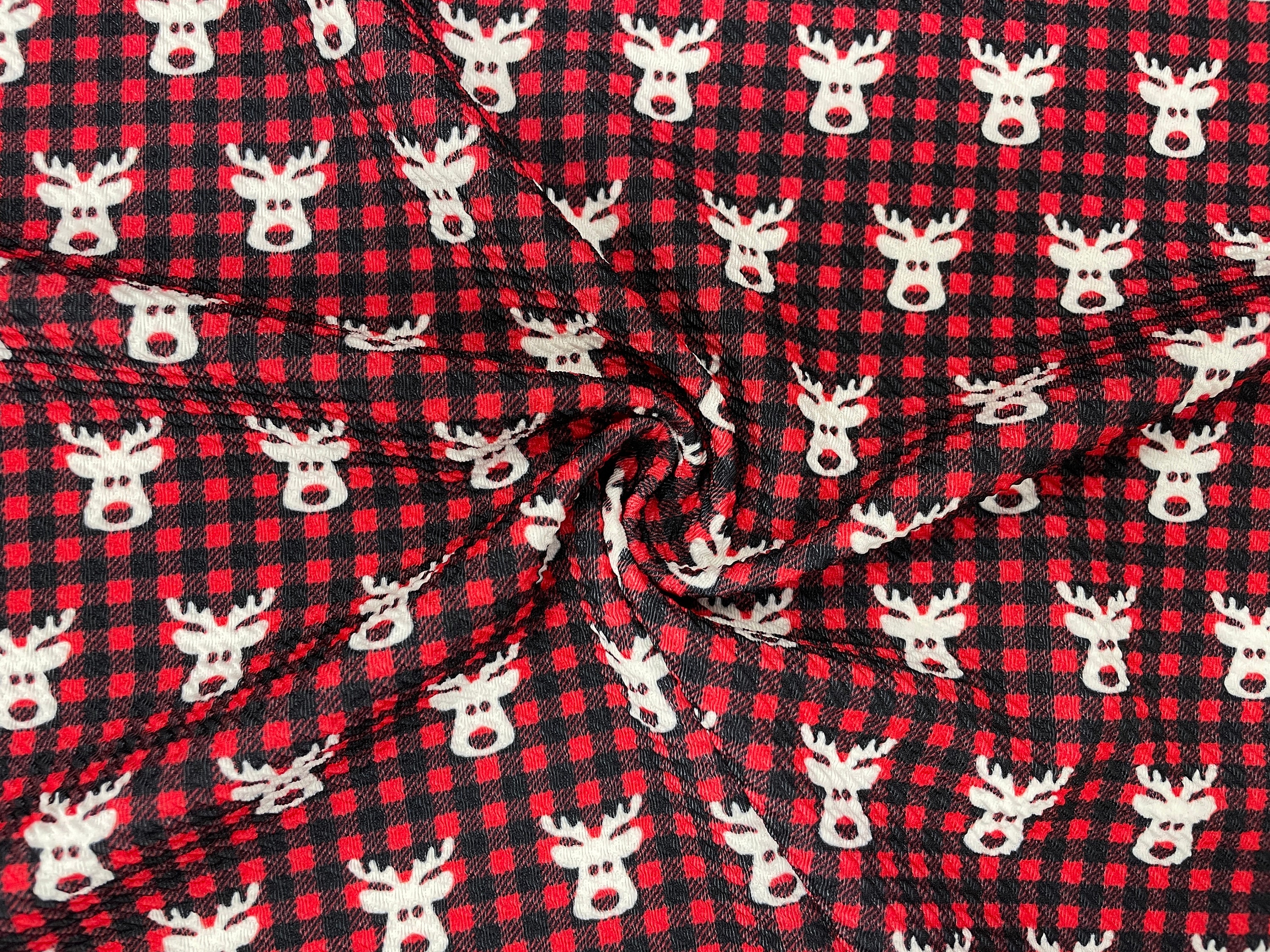 Buffalo Plaid Rudolph Bullet Print #449 Ribbed Scuba Techno Double Knit ...
