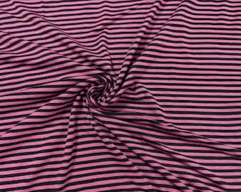 Streep kastanjebruin zwarte jersey gebreide print #8 rayon spandex stretch zachte kledingstof 180 gsm 58"-60" breed op maat gesneden
