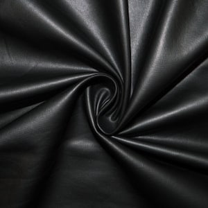 Black Matte Pleather Faux Leather Stretch Vinyl Polyester Spandex