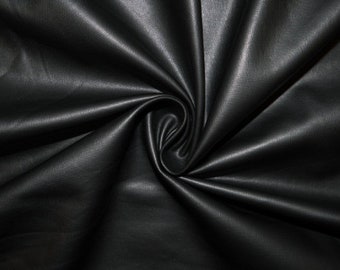 Black Matte Pleather Faux Leather Stretch Vinyl Polyester Spandex 190 GSM Apparel Craft Fabric 58"-60" Wide By The Yard