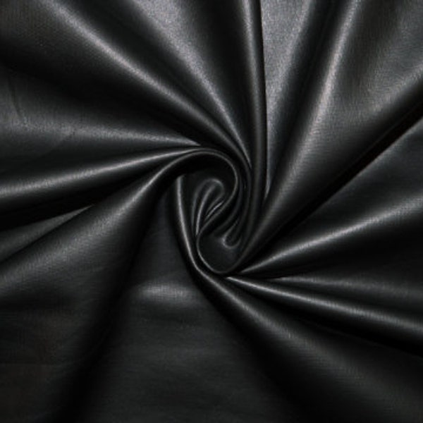 Black Matte Pleather Faux Leather Stretch Vinyl Polyester Spandex 190 GSM Apparel Craft Fabric 58"-60" Wide By The Yard