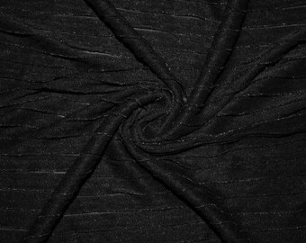 Zwarte 1/2" ruches gebreide metallic polyester spandex stretchkleding Ambachtelijke stof rokjurk 52"-54" wijd op maat gesneden