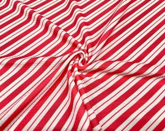Candy Cane Stripe Xmas Bullet Print #644 Ribbed Scuba Techno Double Knit 2-Way Stretch Poly Spandex Apparel Craft Fabric 58"-60" Wide BTY