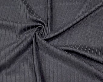 Zwart DBP 8X3 Rib Gebreid #10 Dubbel Geborsteld Polyester Spandex Stretch 190GSM Kledingstof 58"-60" Breed op maat gesneden