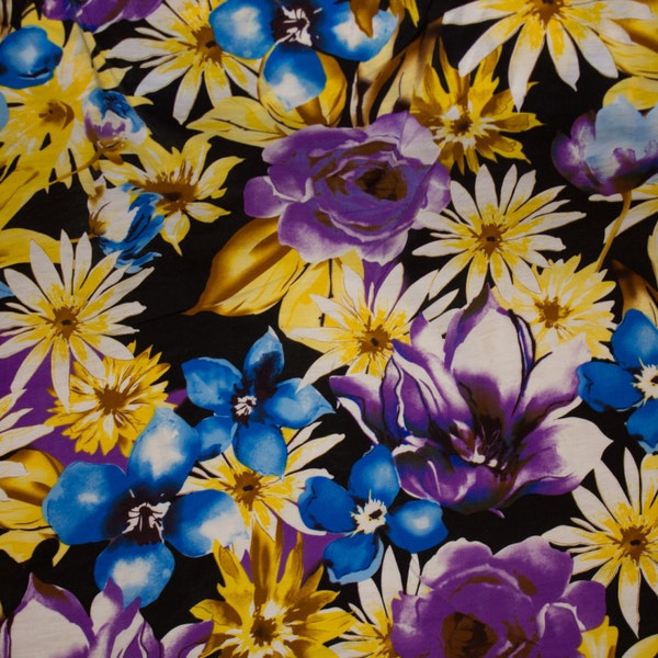 Multi-Color Floral Challis Print #3 Apparel Fabric 100% Rayon Sewing Shirt 54"-55" Wide By The Yard