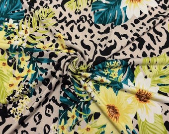 DTY Floral Animal Spot Print #15 Polyester Spandex Apparel Stretch Fabric 190 GSM 58"-60" Wide By The Yard