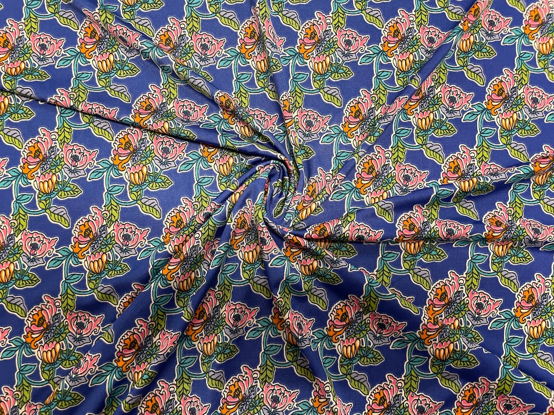 Floral ITY Print 12 Interlock Twist Yarn 2-way Stretch Knit Polyester ...