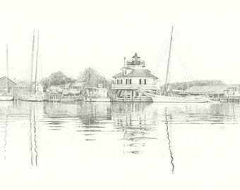 St Michaels, Maryland  Hooper Strait Lighthouse and skipjack