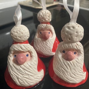 Santa Ornament/Bell Ceramic-handmade!