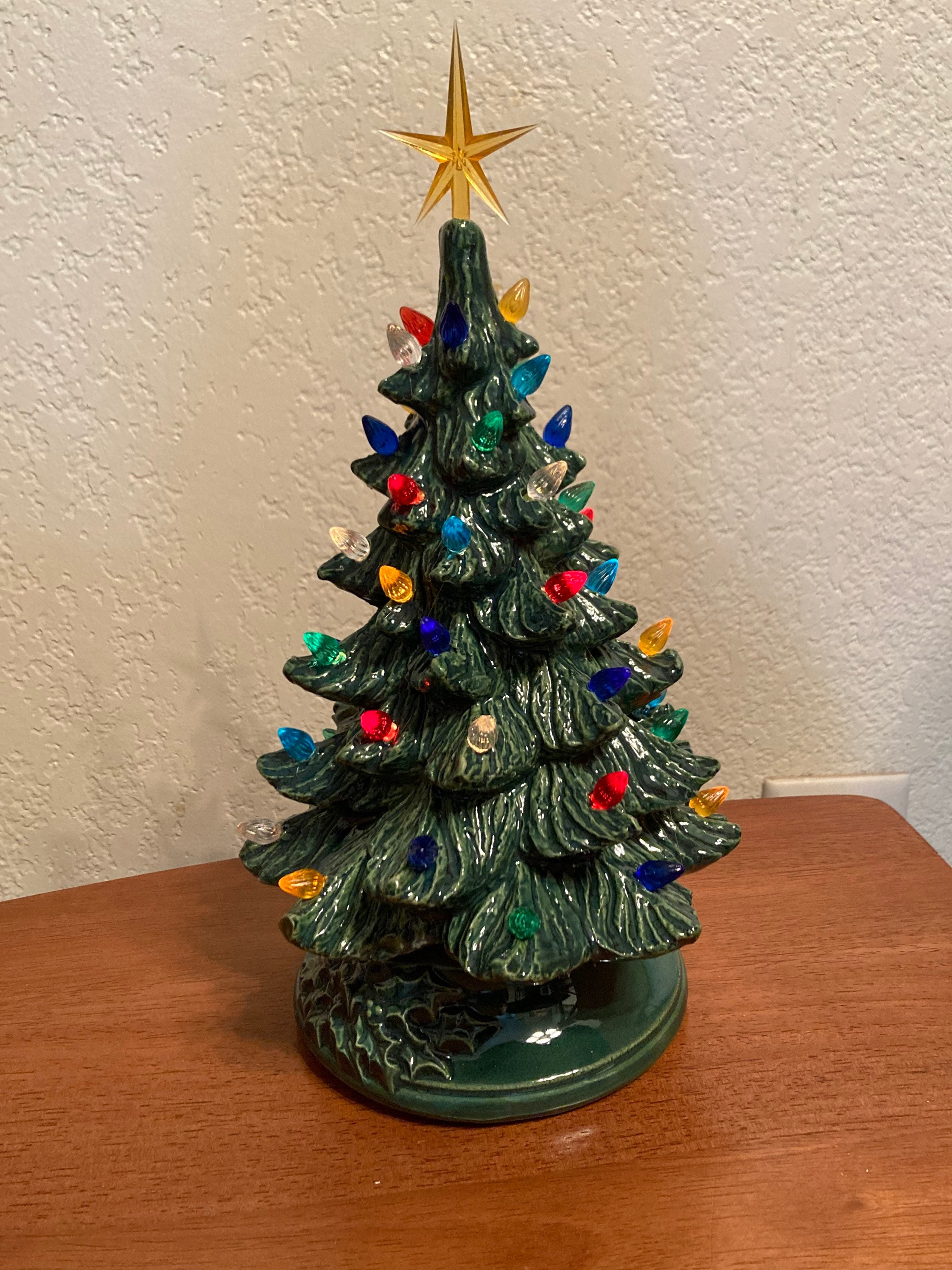 Imitation Ceramic Christmas Tree,Ceramic Christmas Trees That Light Up  ,Vintage Porcelain Christmas Tree with Lights for Christmas and Home