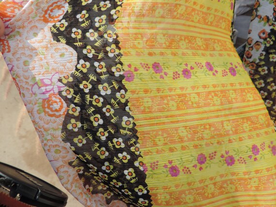 B38 Chevron Neon Zig Zag Print Yellow Aqua Teal White Long Infinity Scarf