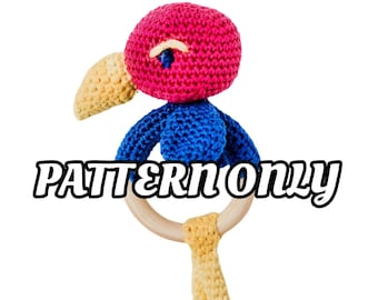 Instant PDF Download- Original Kansas Jayhawk teething rattle crochet pattern. Newborn baby photo prop, KU crochet baby gift