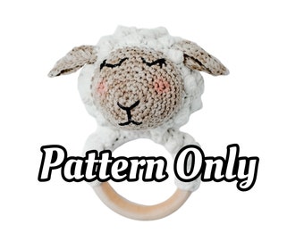 Instant PDF Download- Woolly Sheep teething rattle crochet pattern. Newborn baby photo prop, little lamb baby gift