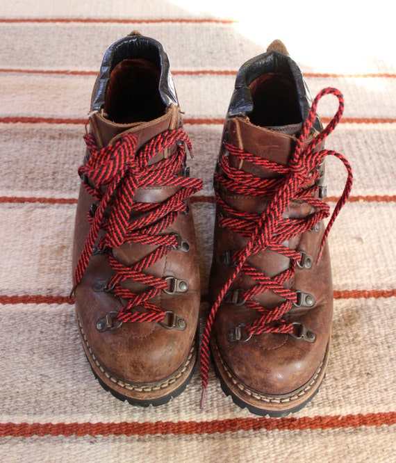 hiking boots with red laces
