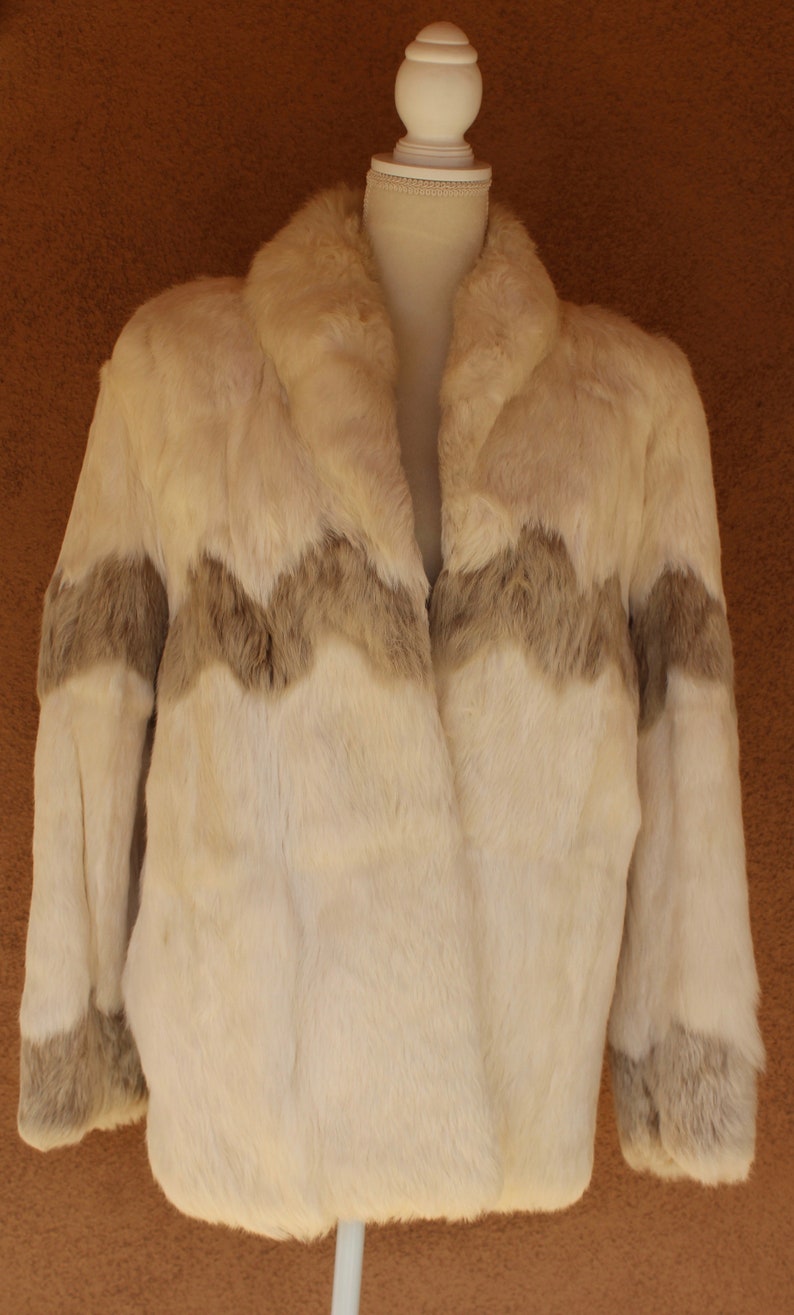 vintage BB Dakota rabbit fur chevron jacket