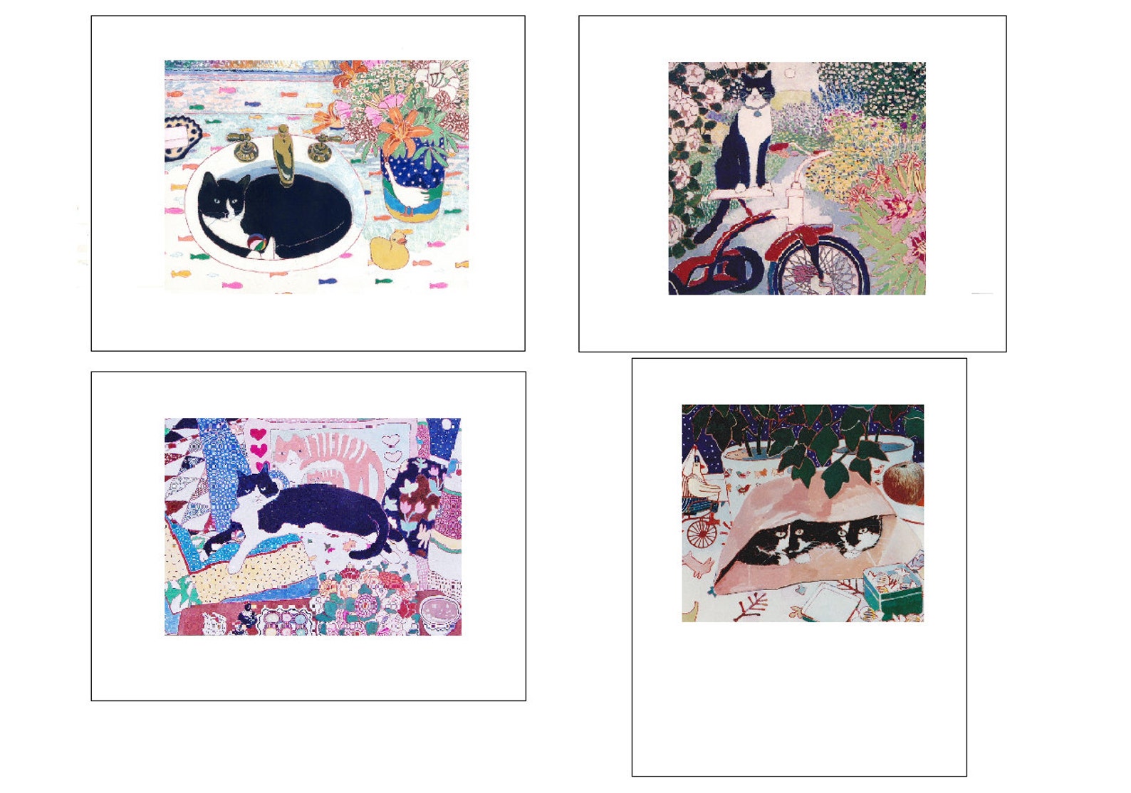 Artists Blank Note Cards, Cats, 4pack Etsy