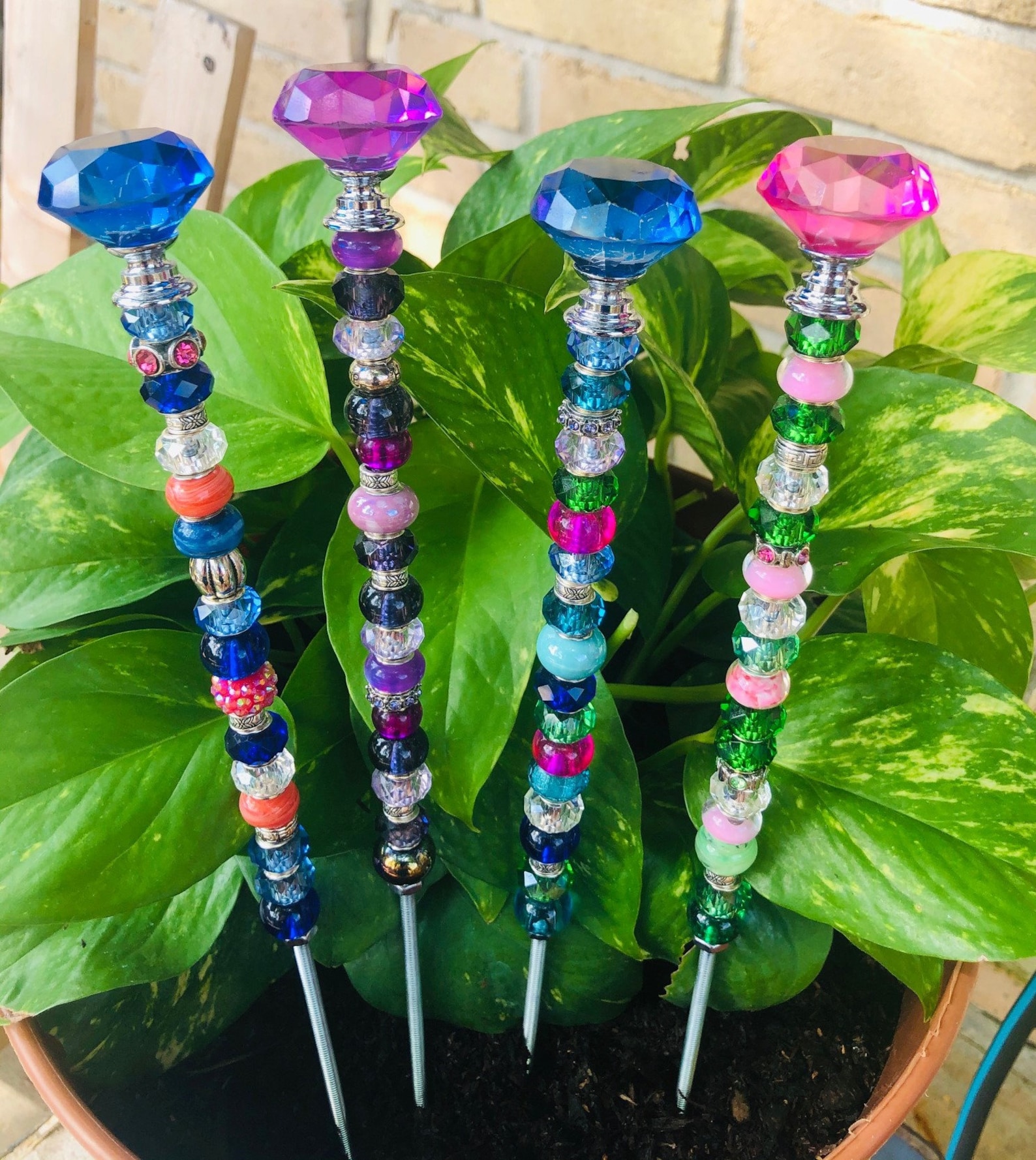 Garden Fairy Wand Beaded Garden Suncatcher Rainbow Yard Art Etsy