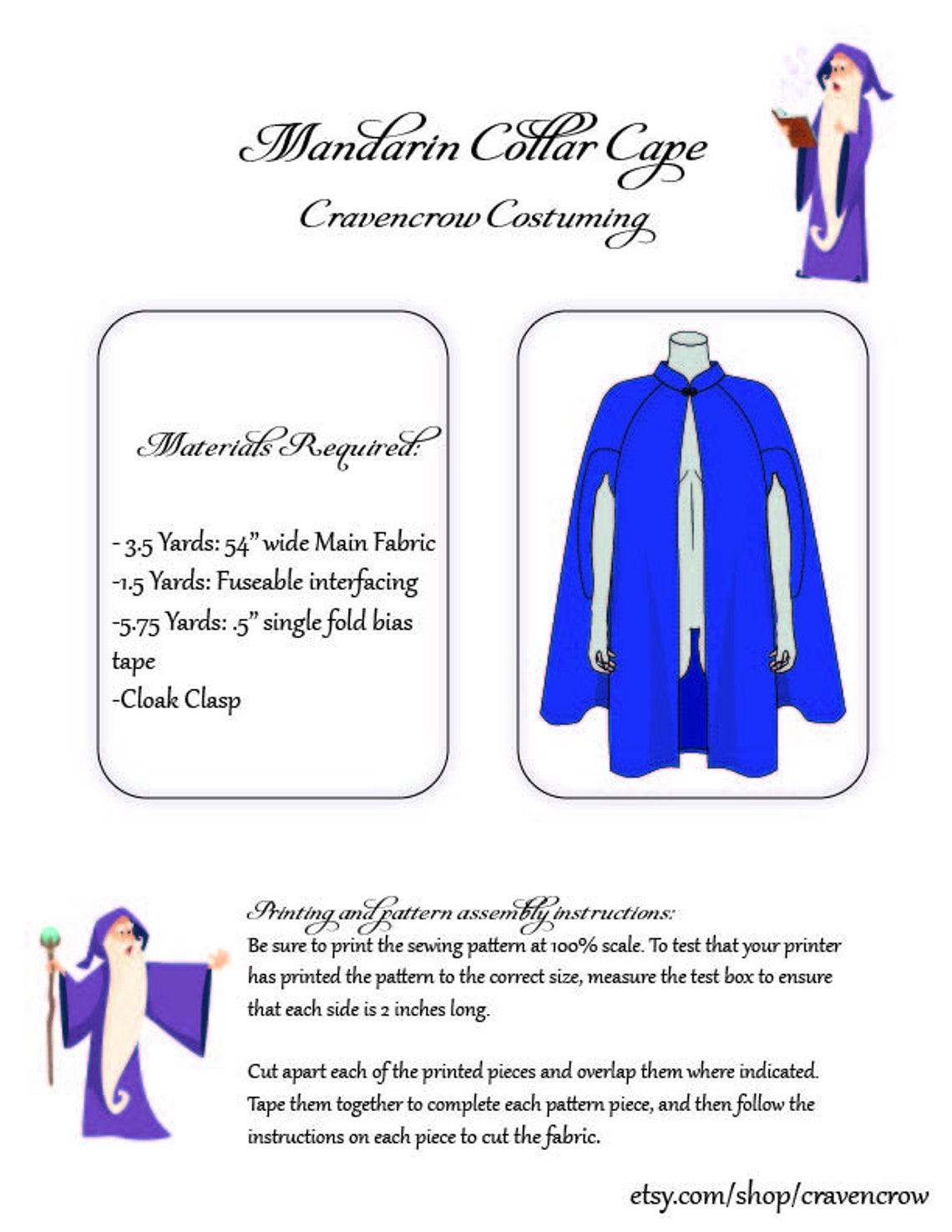 PDF Sewing Pattern Mandarin Collar Cape Etsy