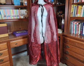 Fae Shimmer Cloak- Red/Black Iridescent Metallic Organza