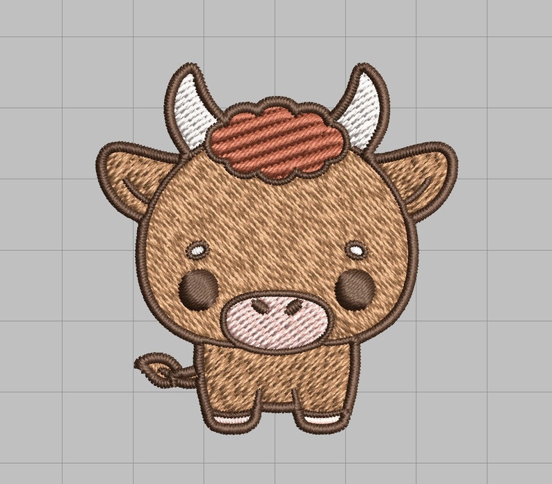 Cute bull machine embroidery design  etsy