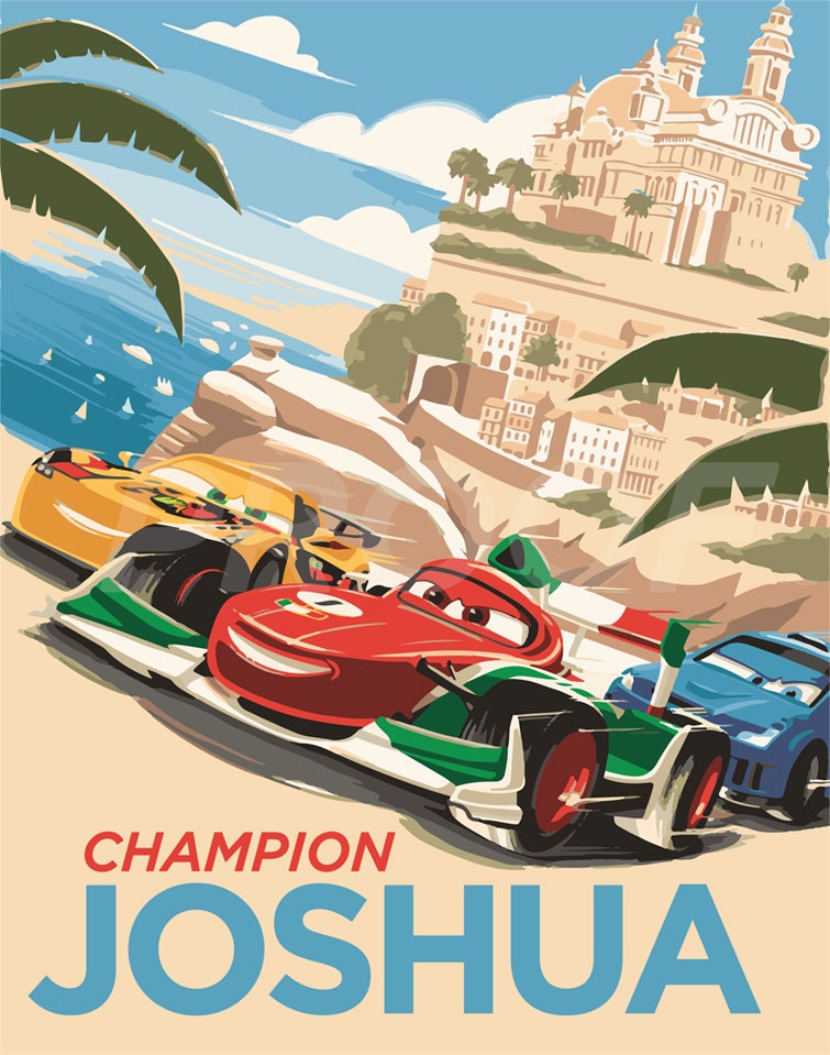 Digital Download Cars Grand Prix Personalized Poster Art Nursery