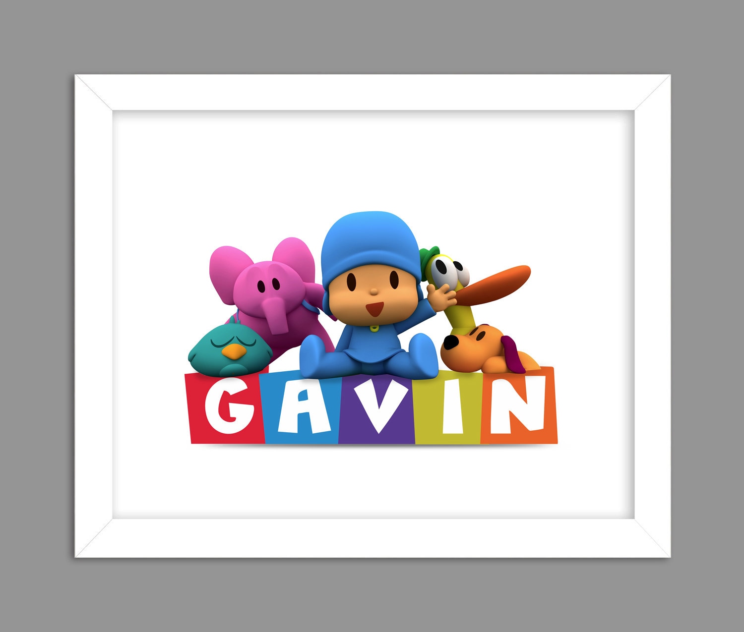 Digital Download Pocoyo and Friends Custom Name Art Print, Pocoyo