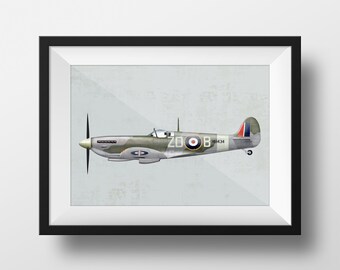 Instant Download Warbirds World War 2 Spitfire art print Boys Rooms Office Spitfire