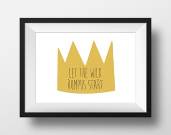 Digital Download Where the Wild Things Are Nursery Art print Print kids, Let The Wild Rumpus Start - 8x10 or 11x14